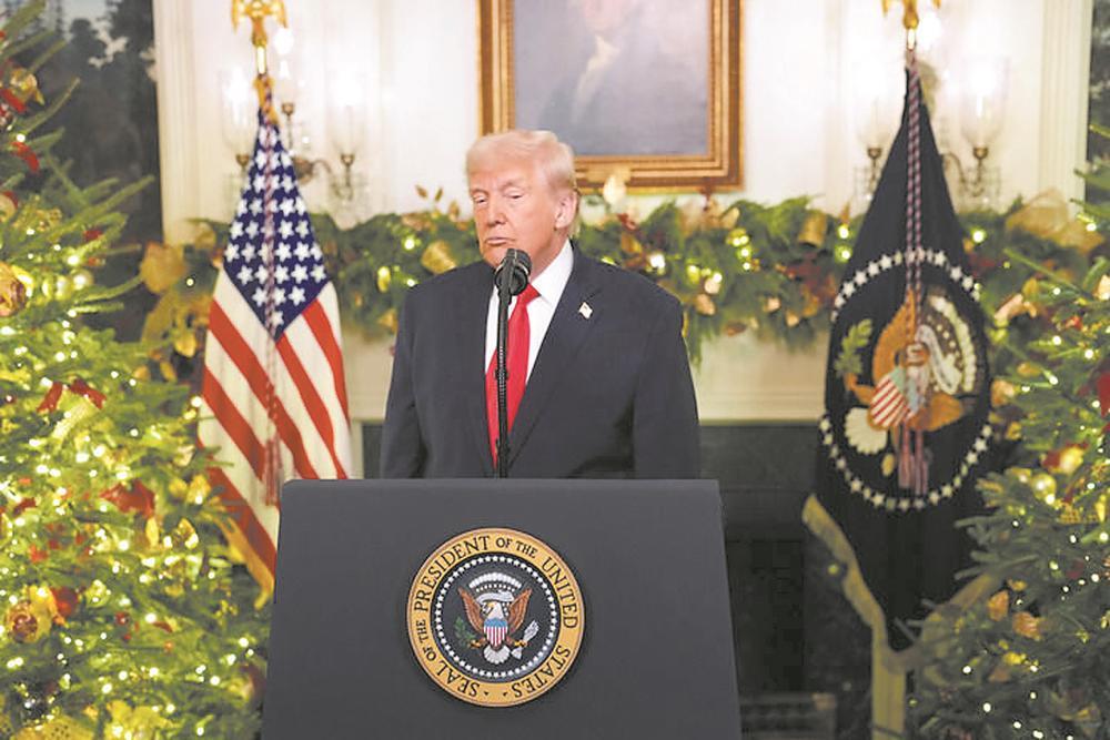 当地时间12月17日，美国总统特朗普在白宫发表全国讲话。新华社发